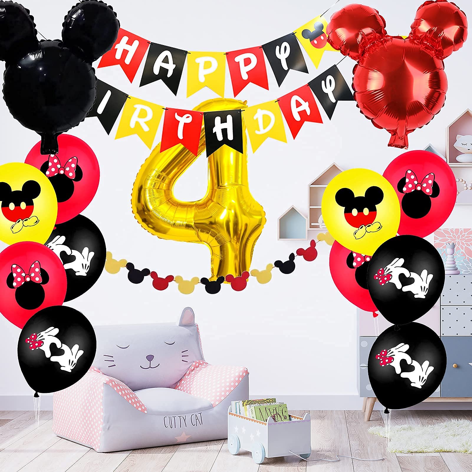 Amazon | zrjssyp ミッキー 4歳の誕生日パーティー用品 4歳の